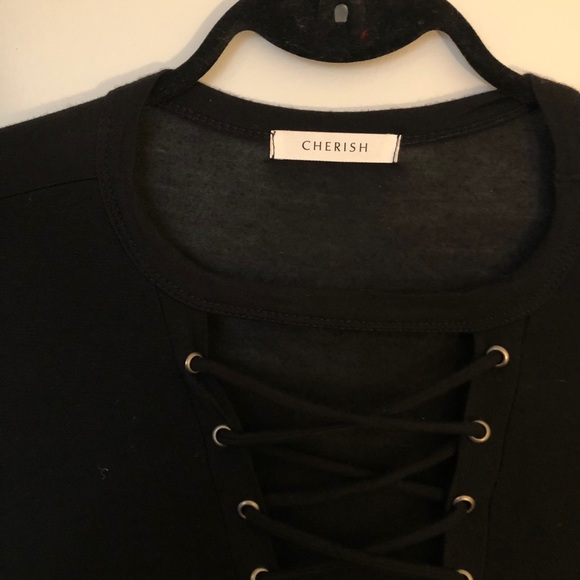 Black Lace-Up T-shirt - Picture 4 of 5